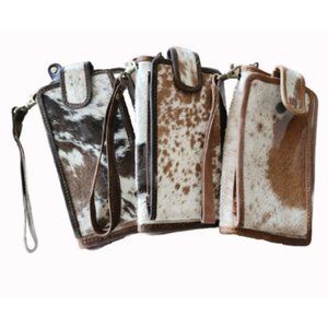 Genuine Handmade Cowhide Leather Clutch Wallet With Phone Holder